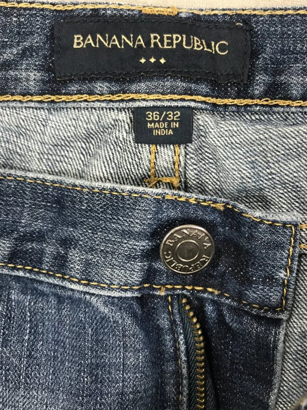 Banana Republic Jeans Men's 36x32 Blue Denim Pants Straight Leg Pockets Cotton